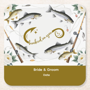 Fishing Wedding themed for Fishing lovers Paper Square Paper Coaster