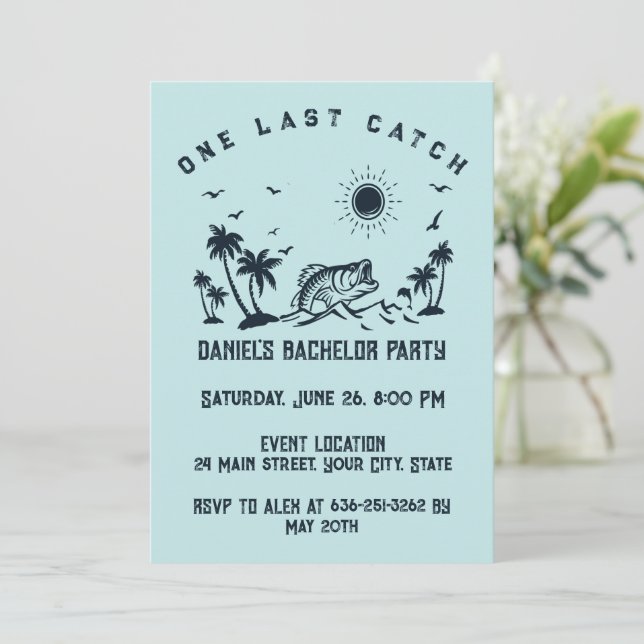 Fishing Weekend Trip Funny Bachelor Party  Invitation (Standing Front)