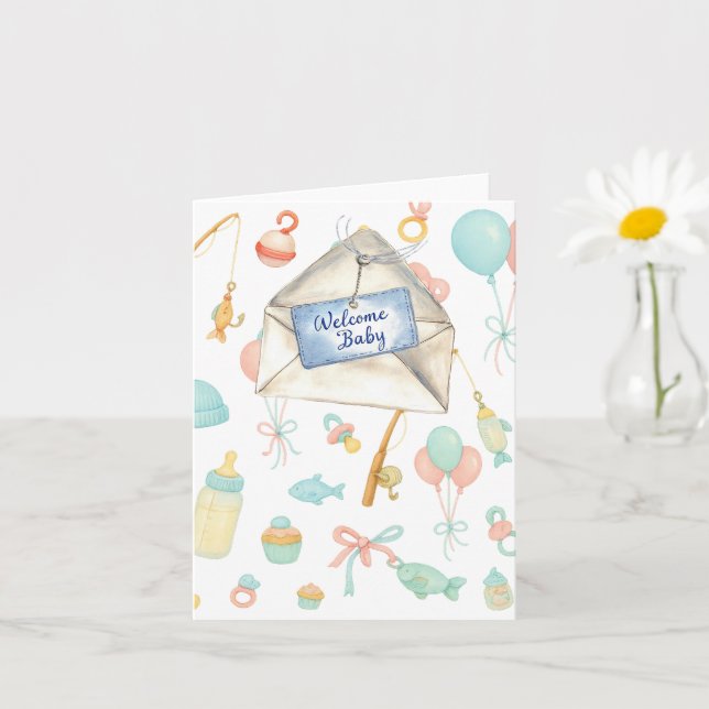 Fishing Welcome Baby   for Fishing lovers  Card (Small Plant)