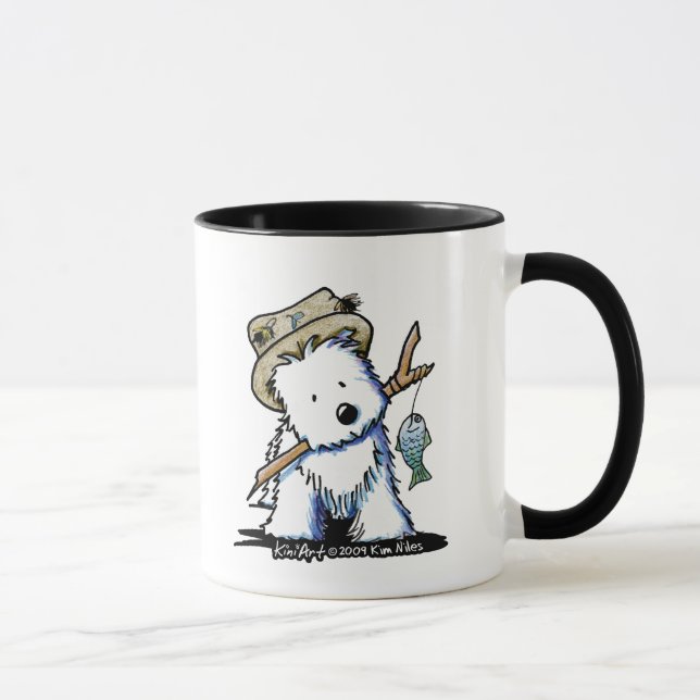 Fishing Westie Dog Mug (Right)
