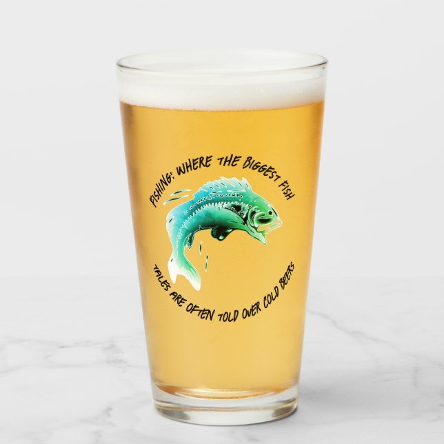 Fishing: Where the biggest... - Fishing Beer Glass (Front Filled)