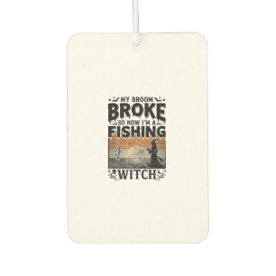 Fishing Witch Halloween Vintage Vector Design_1 Car Air Freshener