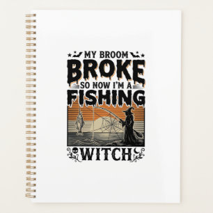 Fishing Witch Halloween Vintage Vector Design_1 Planner