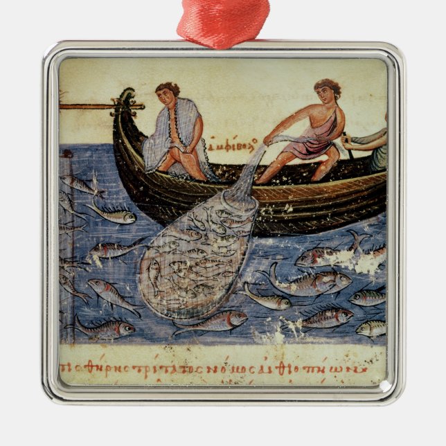 Fishing with a Net Metal Tree Decoration (Front)