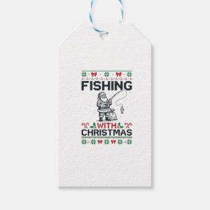 Fishing With Christmas Santa Holiday Gift Tags