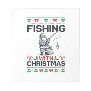 Fishing With Christmas Santa Holiday Notepad