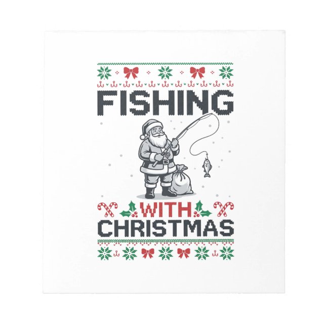 Fishing With Christmas Santa Holiday Notepad (Front)