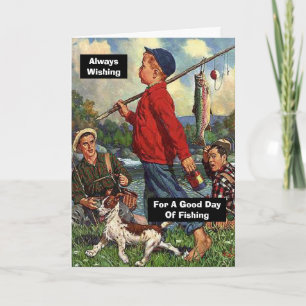 Fishing with Dog Wishing For a Good Day of Fishing Card