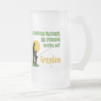 Fishing With Grandson Frosted Glass Beer Mug