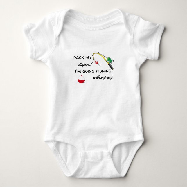 fishing with pop-pop baby bodysuit (Front)