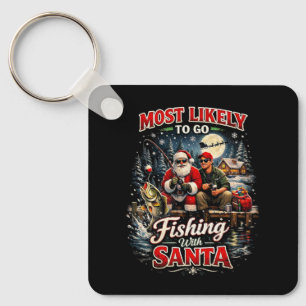 Fishing with Santa Key Ring