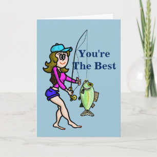 Fishing Woman Birthday or Anniversary Card