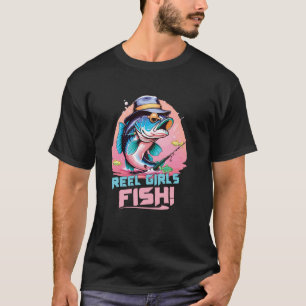 Fishing Women's Reel Girls Fish Cute Colourful Hoo T-Shirt