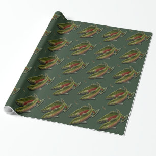 Fishing Wrapping Paper Coho Salmon Christmas Paper
