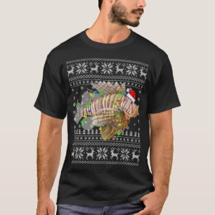 Fishing Xmas Lighting Santa Ugly Lionfish Christma T-Shirt