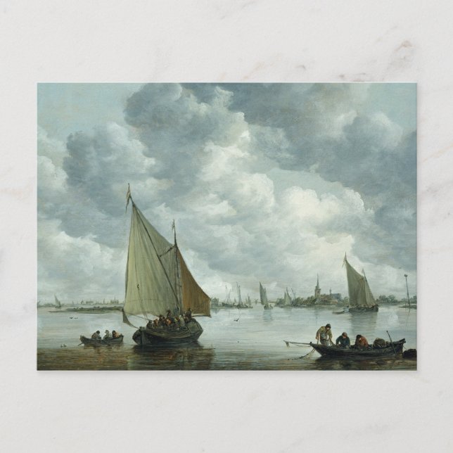 Fishingboat in an Estuary, 1655 Postcard (Front)