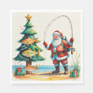 FishingChristmas  with Santa Claus Napkin