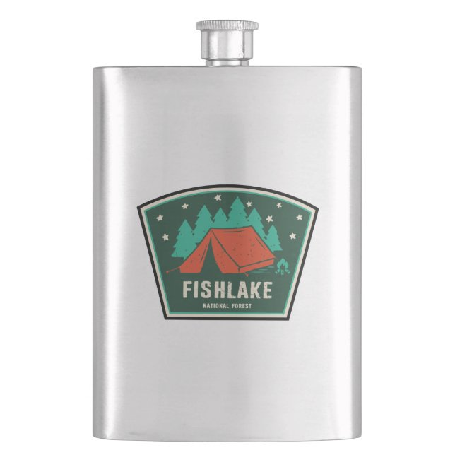 Fishlake National Forest Camping Hip Flask (Front)