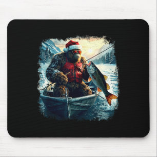 Fishmas Outdoor Funny Fish Santa Bigfoot Christmas Mouse Mat