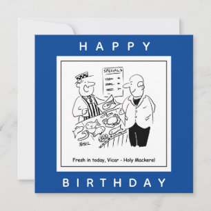 Fishmonger Offers Vicar Holy Mackerel Cartoon Card