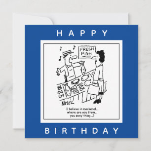 Fishmonger Sings About Mackerel Cartoon Card