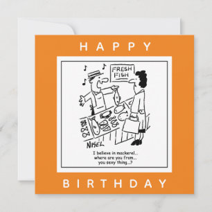 Fishmonger Sings About Mackerel Cartoon Card