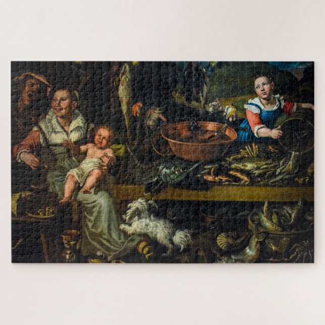 Fishmongers by Vincenzo Campi Painting Jigsaw Puzzle (Horizontal)
