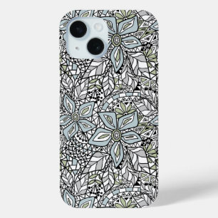 Fishnet lace floral pattern white pink black iPhone 15 case