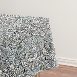 Fishnet lace floral pattern white pink black tablecloth
