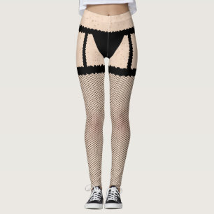 Fishnet Stocking and Suspenders Black Leggings