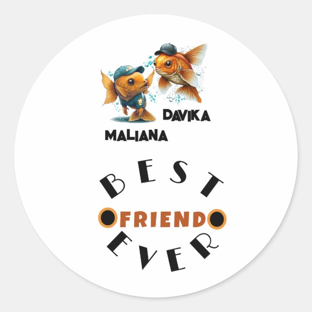 Fishy Best Friend Forever Besties Classic Round Sticker (Front)