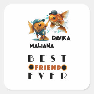 Fishy Best Friend Forever Besties Square Sticker