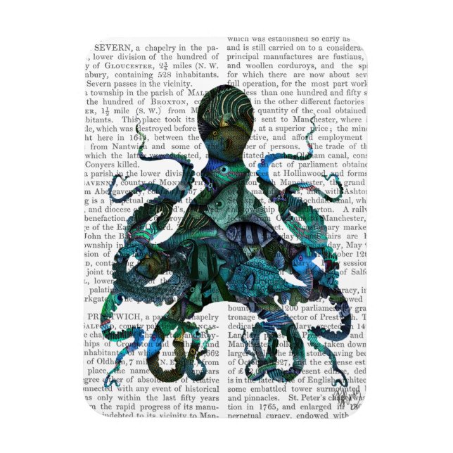 Fishy Blue Octopus Magnet (Vertical)