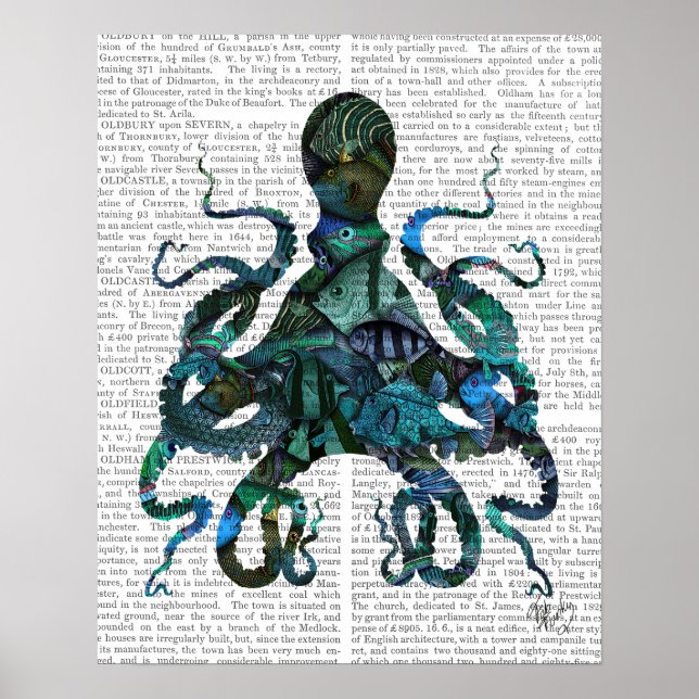 Fishy Blue Octopus Poster (Front)