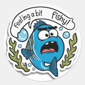 Fishy Feeling - Cute and Confused Aquatic Fish Classic Round Sticker