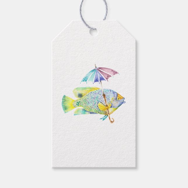 Fishy Fish with Umbrella Gift Tags (Front)