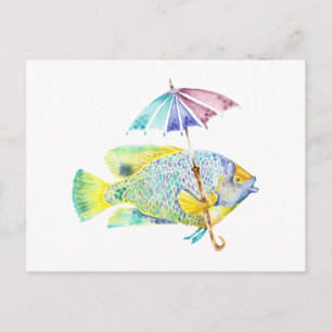 Fishy Fish with Umbrella Postcard