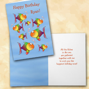 Fishy Fun Kids Personalised Birthday Card