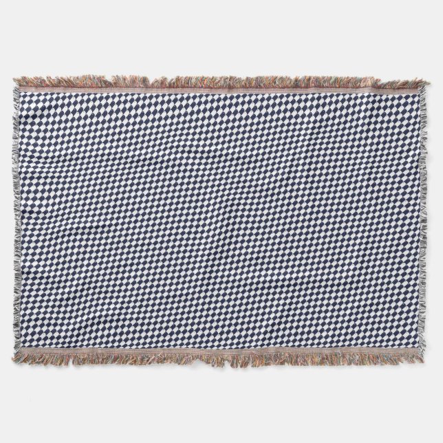 Fishy Houndstooth Pattern Navy and White Blanket (Front)