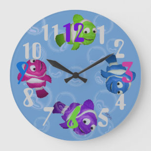 FiShY (multicolored) Large Clock