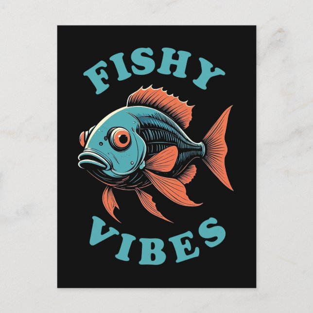 Fishy Vibes - Funny Fish Postcard (Front)