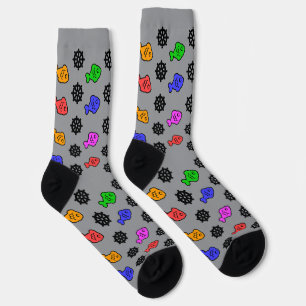 Fishy Wheels Grey  Socks