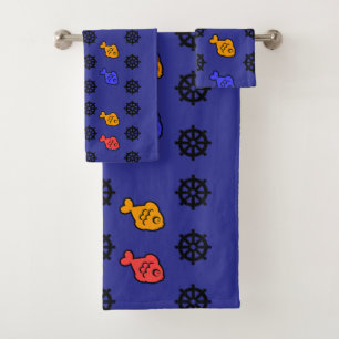 Fishy Wheels Kids Blue  Bath Towel Set