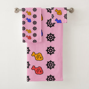 Fishy Wheels Kids Pink    Bath Towel Set