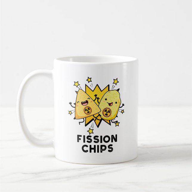 Fission Chips Funny Physics Food Pun  Coffee Mug (Left)