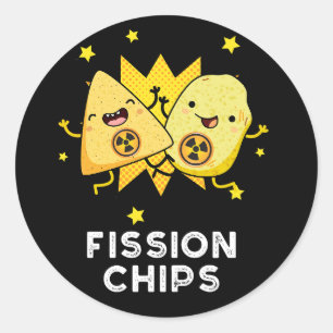 Fission Chips Funny Physics Food Pun Dark BG Classic Round Sticker