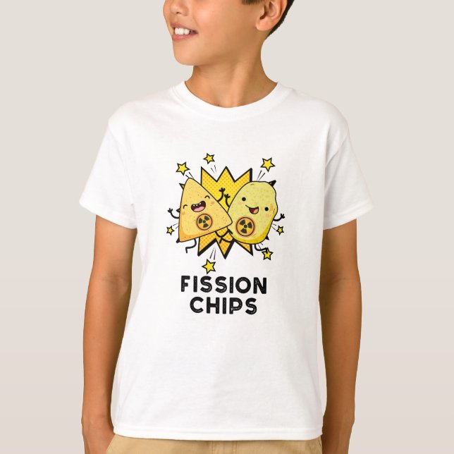 Fission Chips Funny Physics Food Pun  T-Shirt (Front)