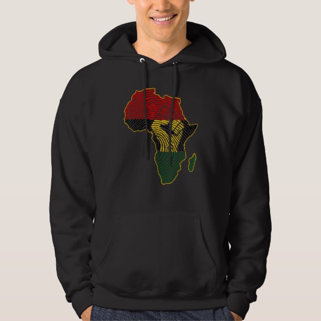Fist Africa Map African Flag Fingerprint Black His Hoodie (Front)