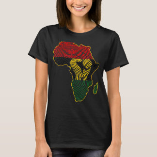 Fist Africa Map African Flag Fingerprint Black His T-Shirt