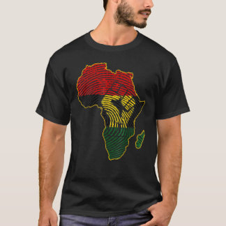 Fist Africa Map African Flag Fingerprint Black His T-Shirt